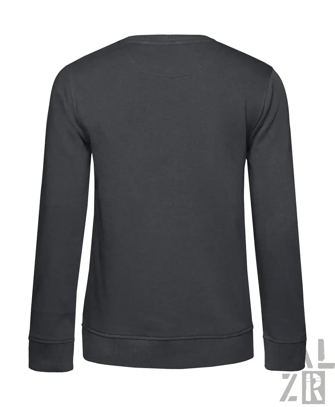 Schwarzer langarm pullover mit rundhalsausschnitt und gerippten bündchen im frauen pulli mandelblüte design