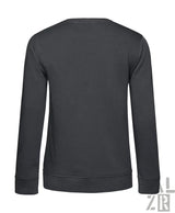 Schwarzer langarm pullover mit rundhalsausschnitt und gerippten bündchen im frauen pulli mandelblüte design
