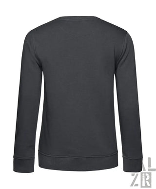 Schwarzer langarm pullover mit rundhalsausschnitt und gerippten bündchen im frauen pulli mandelblüte design