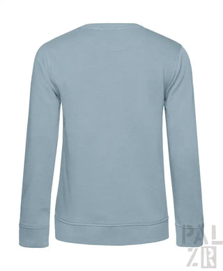 Hellblaues Crew-Neck-Sweatshirt mit gerippten Bündchen und Saum, aus Baumwolle.