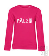Rosa Sweatshirt mit ’pälzr’-Logo in Weiß, Nike-Marke.