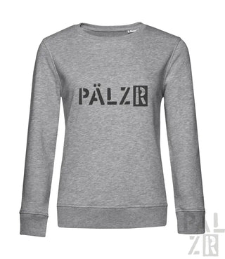 Grauer Hoodie mit ’pälzr’ Logo-Design.