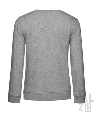 Hellgrauer Rundhals-Pullover mit gerippten Bündchen und Saum.