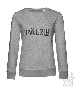 Grauer Hoodie mit ’pälzr’ Logo-Design.