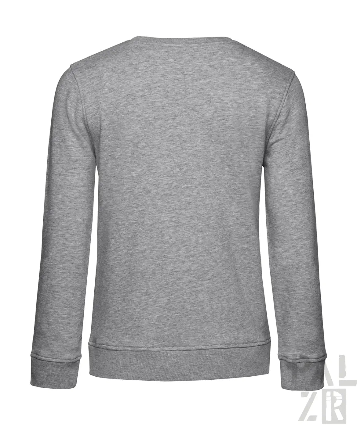 Heather grauer Rundhals-Sweatshirt mit gerippten Bündchen und Saum.