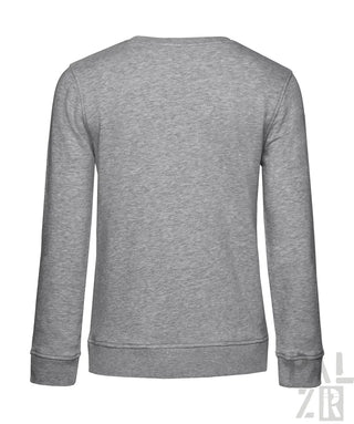 Heather grauer Rundhals-Sweatshirt mit gerippten Bündchen und Saum.