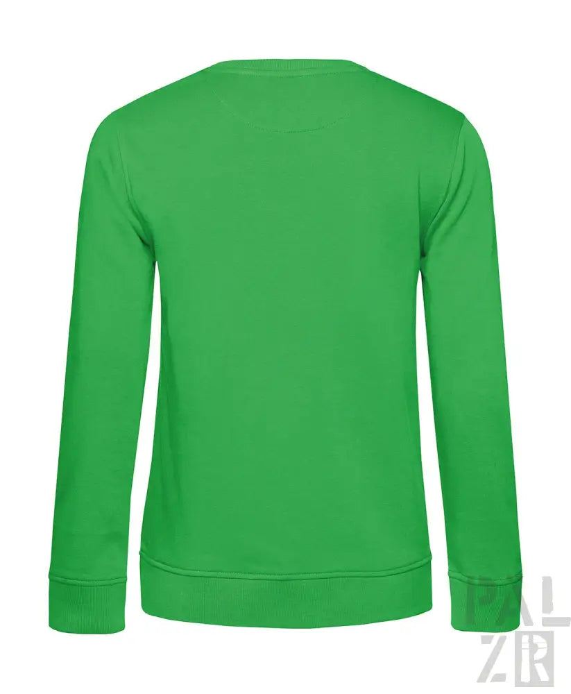 Grüner Crewneck-Sweatshirt mit gerippten Bündchen und Saum, wahrscheinlich aus Baumwolle oder Polyester-Mischung.