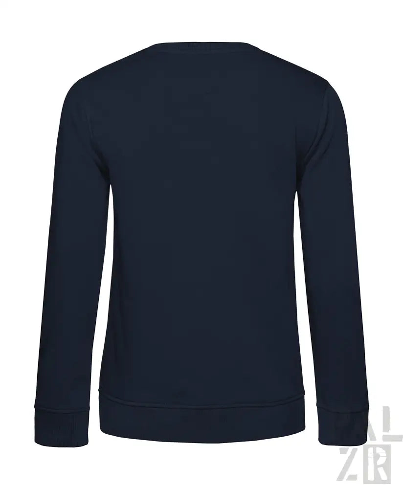 Marineblaues Rundhals-Sweatshirt mit langen Ärmeln und gerippten Bündchen.