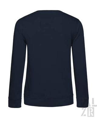 Marineblaues Rundhals-Sweatshirt mit langen Ärmeln und gerippten Bündchen.