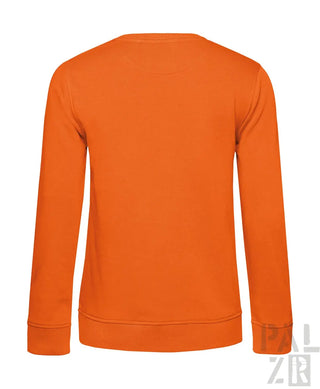 Orange Crew-Neck-Sweatshirt mit gerippten Bündchen und Saum, aus Baumwolle gefertigt.