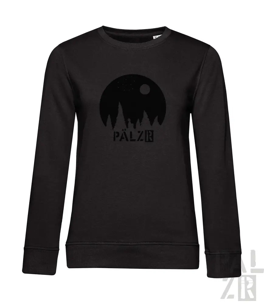 Schwarzes Sweatshirt mit ’palz’-Logo und tropfendem Design, aus Baumwolle gefertigt.
