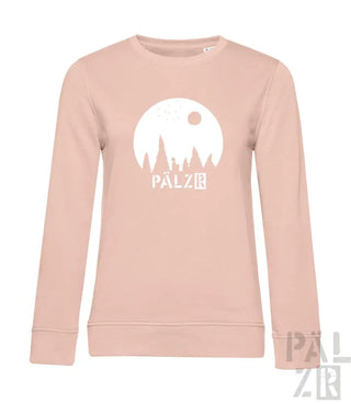 Hellrosa Bio-Baumwoll-Sweatshirt mit ’palzr’-Logo und Silhouetten-Design.
