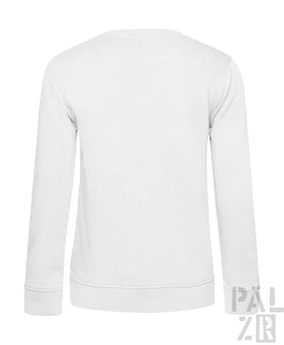 Weißes Rundhals-Sweatshirt mit langen Ärmeln und gerippten Bündchen, aus Baumwolle gefertigt.