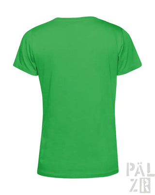 Grünes T-Shirt mit kurzen Ärmeln und Rundhals.