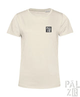 Cremeweiße T-Shirt mit ’palzir’-Logo auf der Brust, aus Baumwolle.