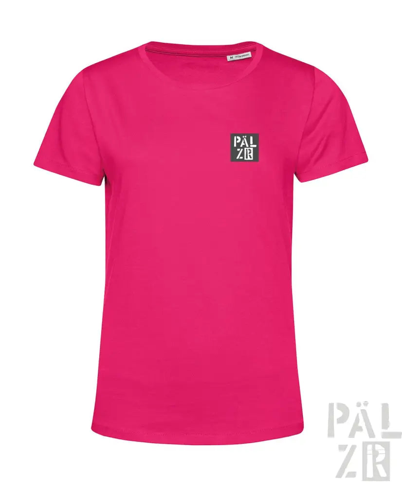 Fuchsia-rosa T-Shirt mit ’palzir’-Logo auf der Brust, aus Baumwolle gefertigt.