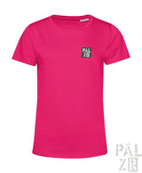 Fuchsia-rosa T-Shirt mit ’palzir’-Logo auf der Brust, aus Baumwolle gefertigt.