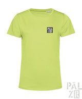 Limetgrünes T-Shirt mit ’palzer’-Logo auf der Brust, aus Baumwolle gefertigt.