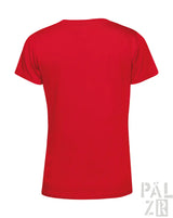 Rote frauen kurzarm t-shirt von lautre1900 mit klassischem rundhalsausschnitt in verschiedenen farben