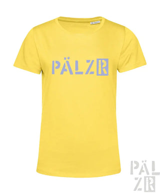 Gelbes Pälzer T-Shirt mit weißem Logodesign.