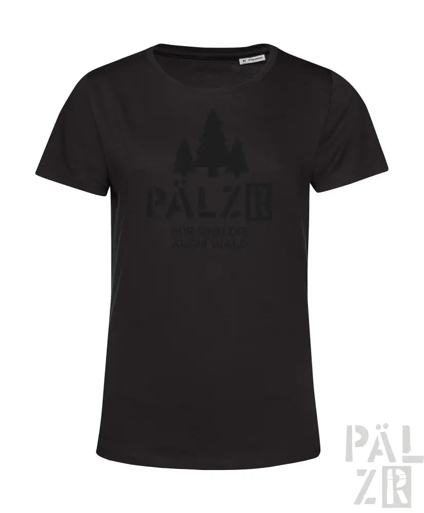 Schwarzes T-Shirt mit Grafikdesign, kurzen Ärmeln und Rundhals.