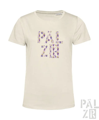 Cremeweiße T-Shirt mit blumigem ’palzir’- Grafikdesign, aus Baumwolle.