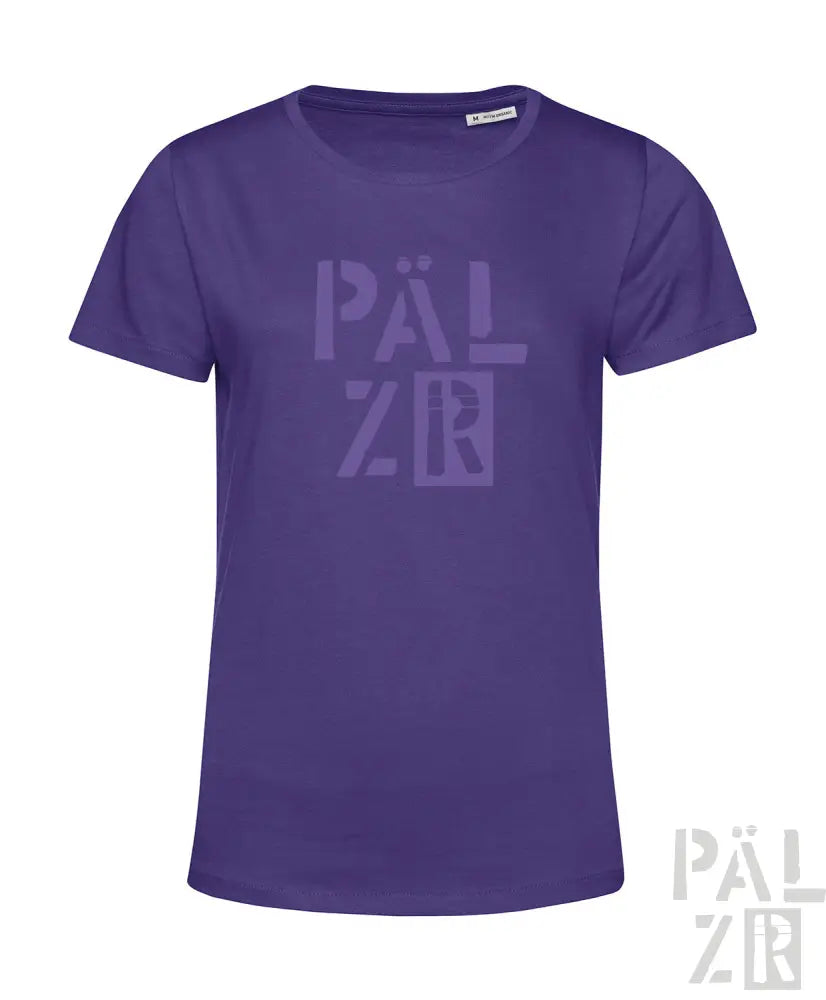 Lila T-Shirt mit ’pälzr’-Design und Logo.