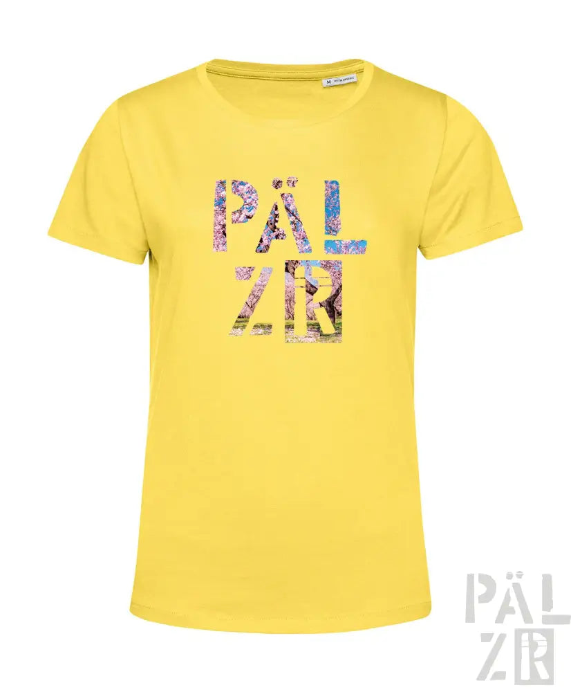 Gelbes T-Shirt mit ’pälzr’-Logo-Design, aus Baumwolle.