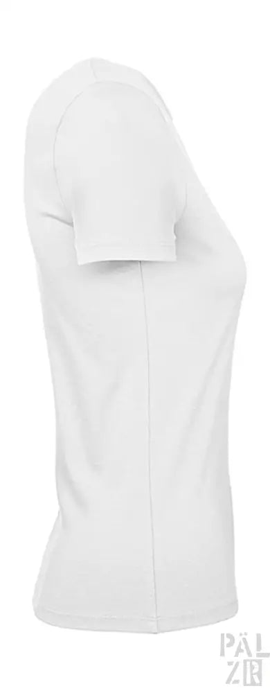 Weißes T-Shirt mit kurzen Ärmeln und Rundhals.