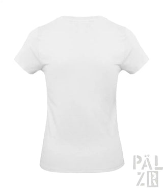 Weißes V-Ausschnitt-T-Shirt mit kurzen Ärmeln und lockerer Passform.