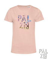 Weiches rosafarbenes frauen t shirt mit farbenfrohem texturiertem päl zr design in verschiedenen farben