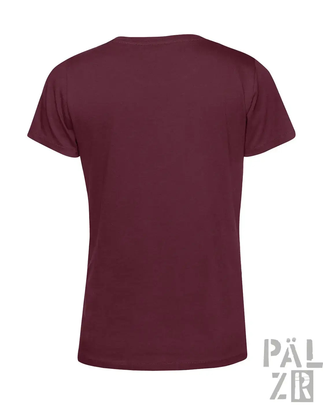 Frauen t-shirt pälzr mandelzweig in maroon mit kurzem arm und klassischem rundhalsausschnitt