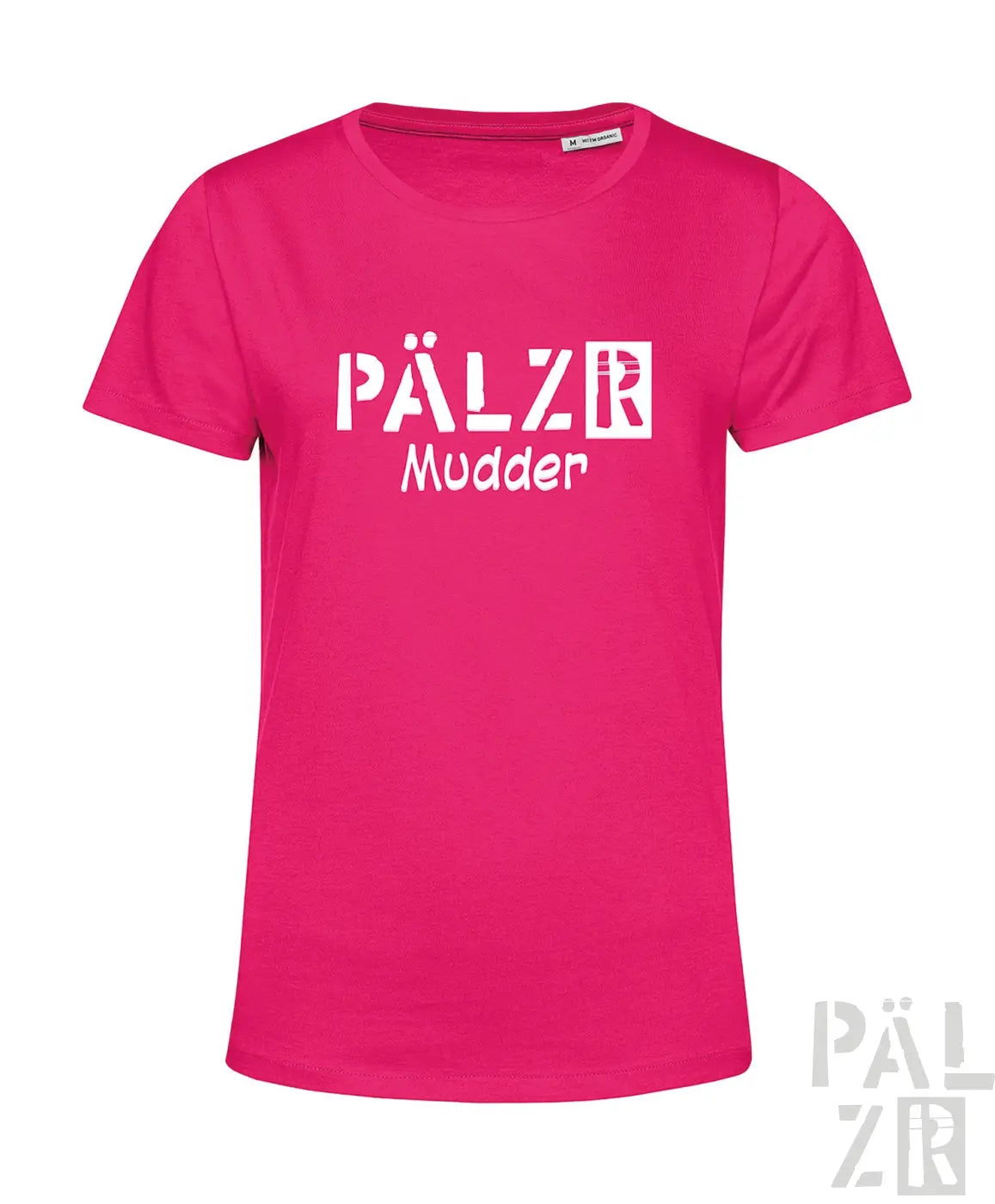Helle pinke damen t shirt mit weißem pälzr mudder schriftzug aus verschiedenen farben