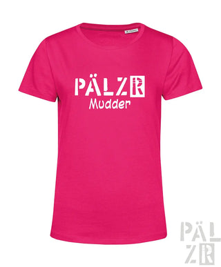 Helle pinke damen t shirt mit weißem pälzr mudder schriftzug aus verschiedenen farben