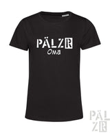 Schwarzes frauen t-shirt mit weißem pälzr oma grafikprint kurzärmelig in verschiedenen farben verfügbar