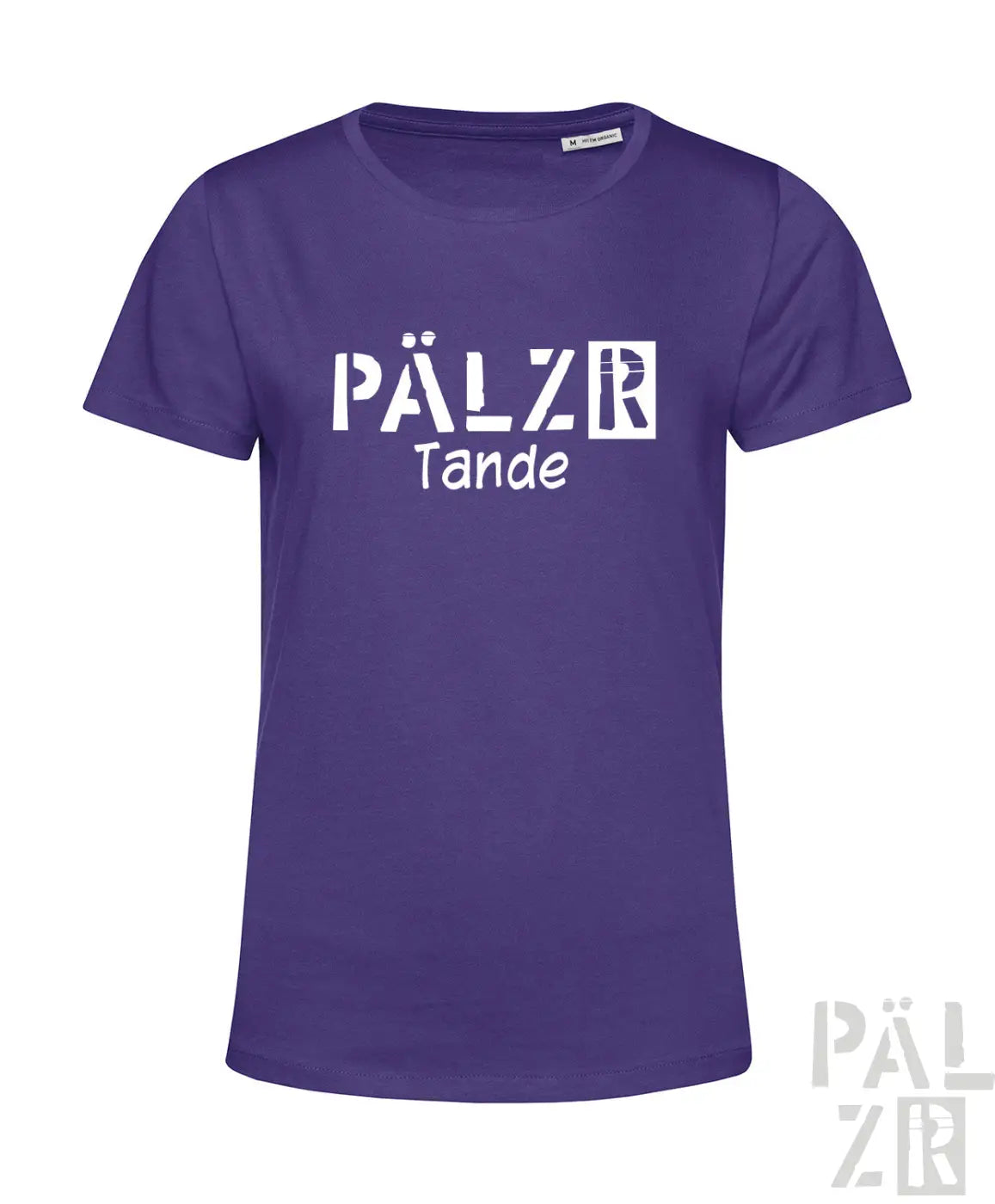 Lila damen t-shirt mit weißem pälzr tande print in verschiedenen farben erhältlich