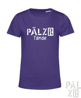 Lila damen t-shirt mit weißem pälzr tande print in verschiedenen farben erhältlich