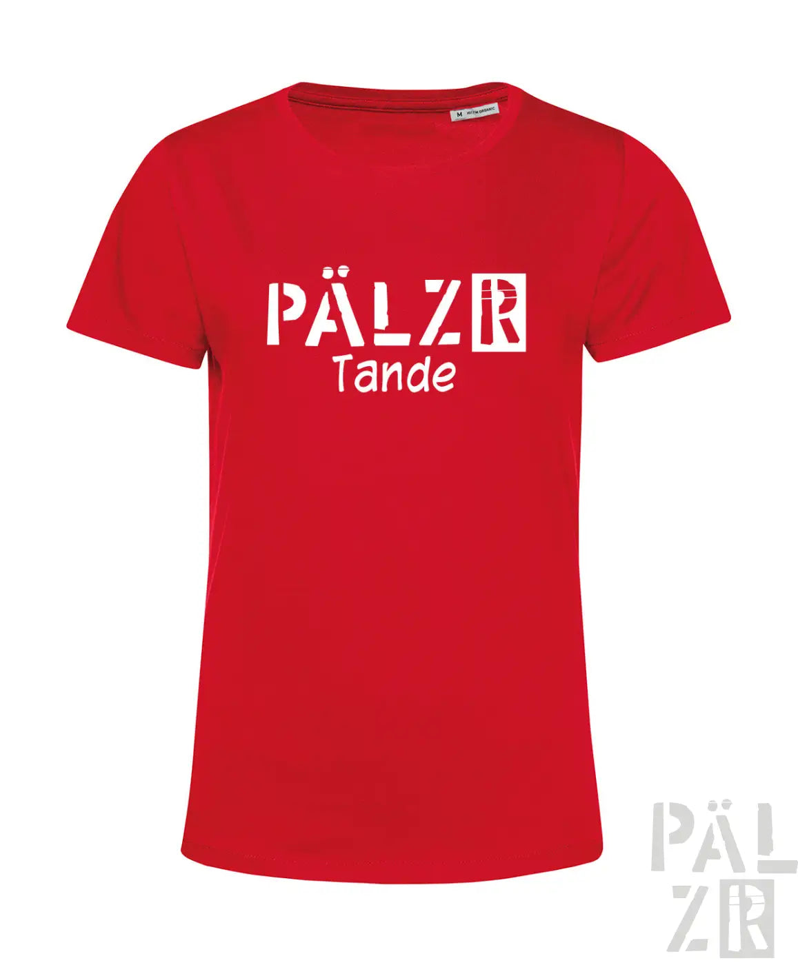 Rotes frauen t-shirt mit kurzen ärmeln und weißem pälzr tande grafikdruck in verschiedenen farben verfügbar