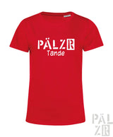 Rotes frauen t-shirt mit kurzen ärmeln und weißem pälzr tande grafikdruck in verschiedenen farben verfügbar
