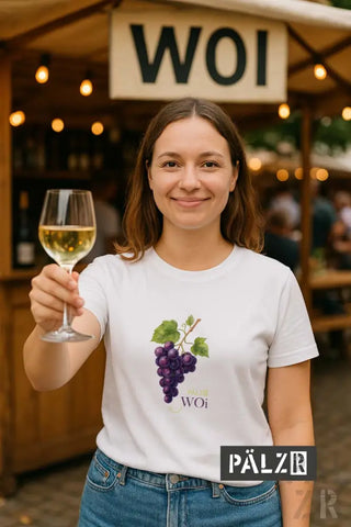 Weinglas für Weißwein mit klarer Flüssigkeit, ohne Stiel.