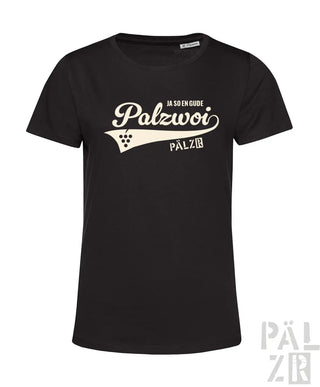 Schwarzes frauen t-shirt mit kurzen ärmeln und cremefarbenem vintage palzwoi print mit weinrebenmotiven