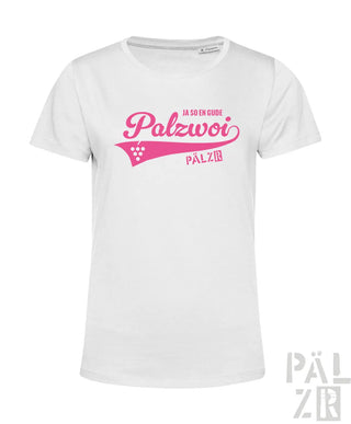 Weißer baumwoll-frauen t-shirt palzwoi mit pinkem grafikdesign und traubenmotiven in verschiedenen farben