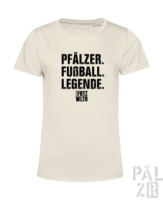 Cremeweiße Baumwoll-T-Shirt mit schwarzem Textdesign.