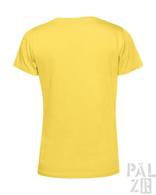 Gelbes T-Shirt mit Rundhals und kurzen Ärmeln, aus Baumwolle.