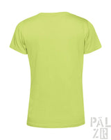 Limetgrünes T-Shirt mit rundem Ausschnitt und kurzen Ärmeln, aus Baumwolle.
