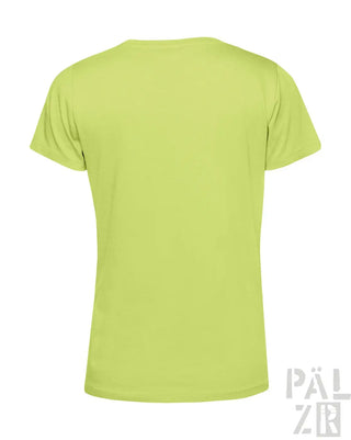 Limetgrünes T-Shirt mit rundem Ausschnitt und kurzen Ärmeln, aus Baumwolle.