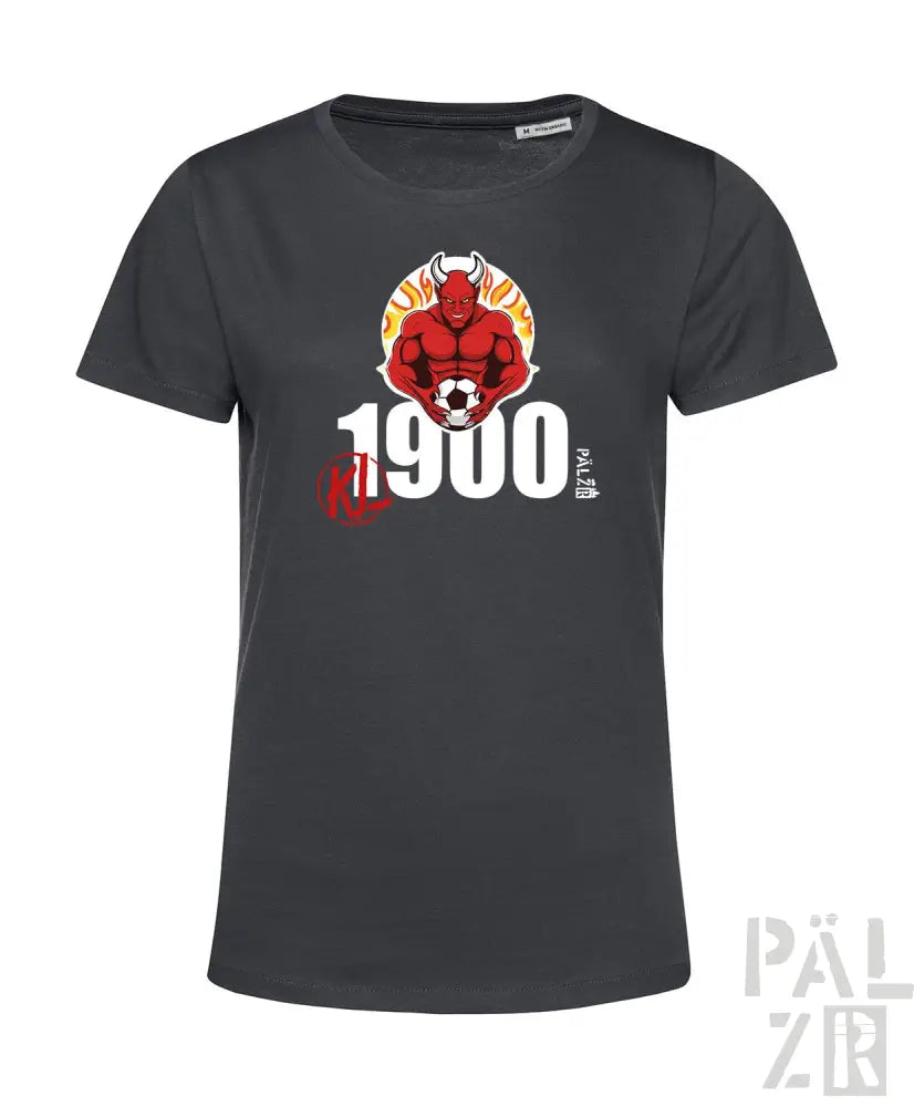 1900-Fußballteam-T-Shirt mit Red-Bull-Design, dunkler grauer Stoff.