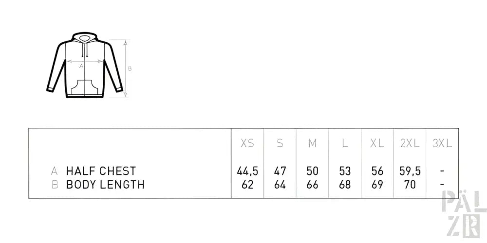 Schwarz-weißer Pullover-Sweater mit Half-Zip-Design, Größentabelle enthalten.