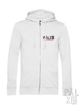 Weißes frauen zip-up hoodie mit schwarzem und rotem lautre1900 logo auf der brust in verschiedenen farben