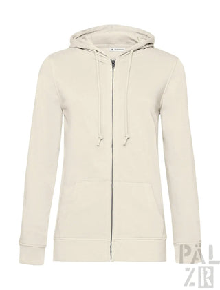 Frauen zipper wal und woi creamfarbener zip-hoodie aus weichem, strukturiertem stoff mit passenden kordeln